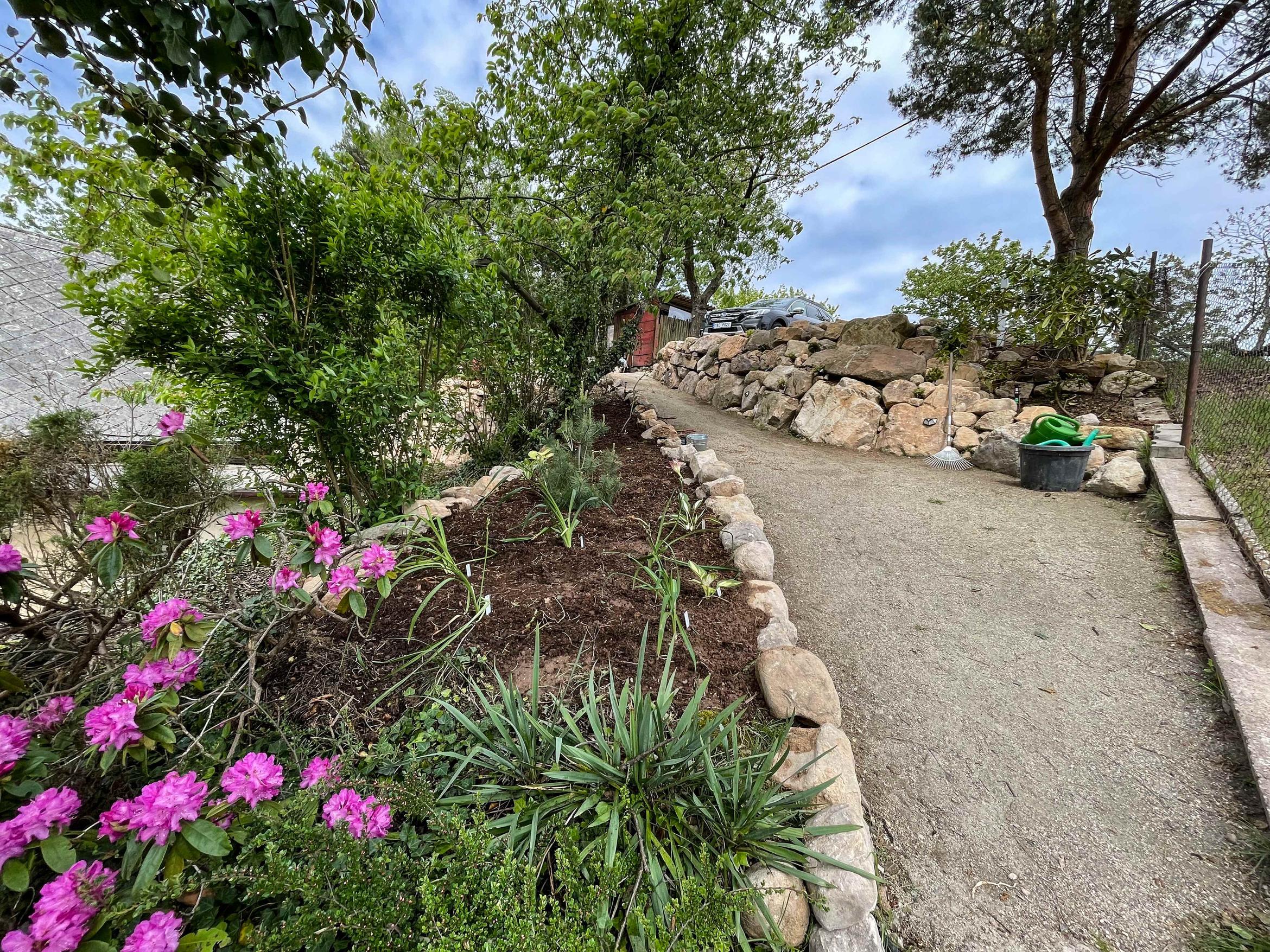 DOKONČENÁ PŘÍSTUPOVÁ CESTA, VČETNĚ ZALOŽENÍ VŘESOVIŠTĚ.